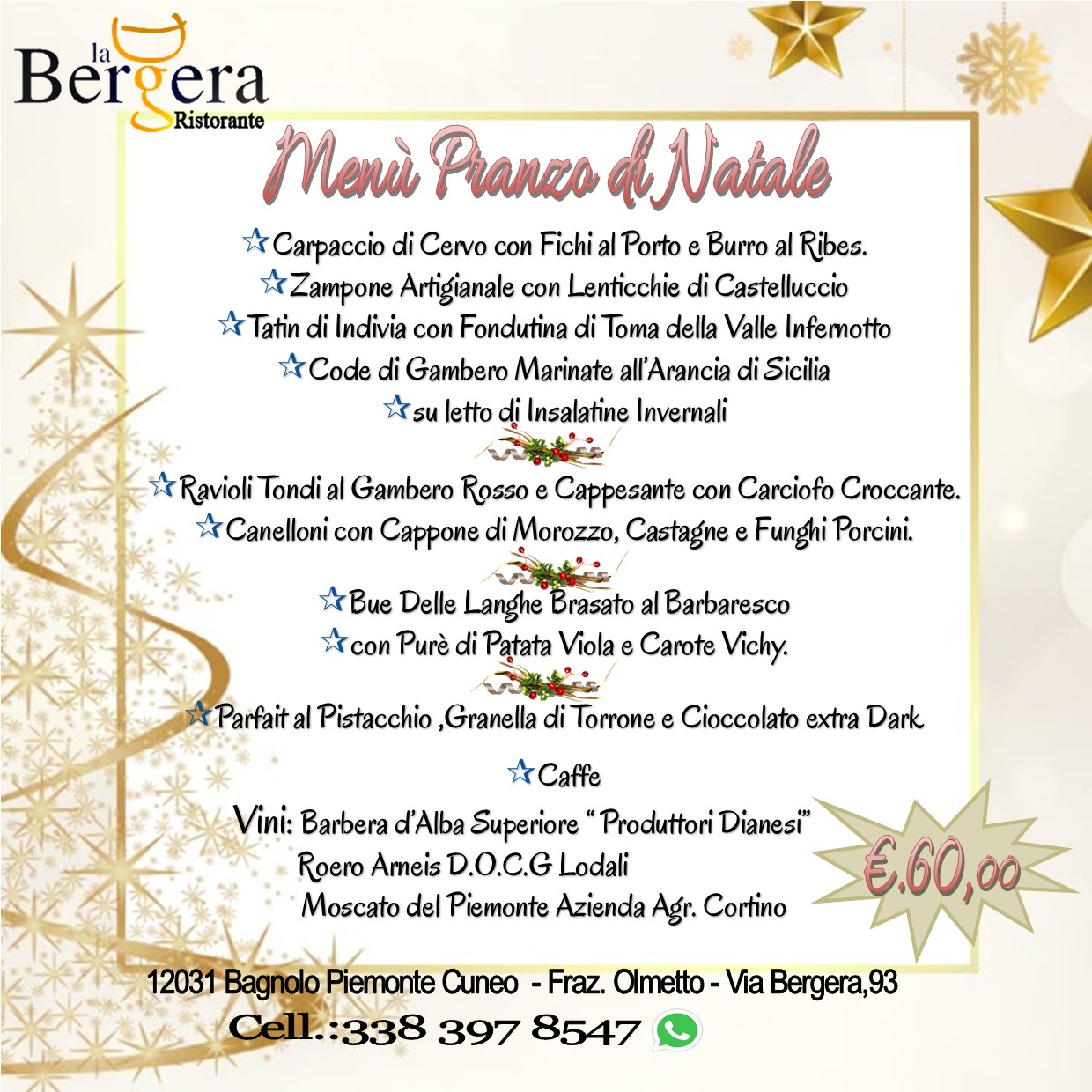 menu pranzo di Natale 2025